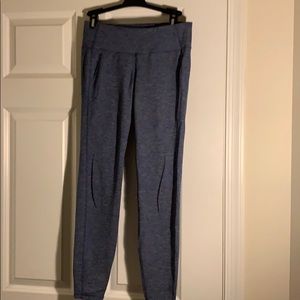 Blue and white striped leggings